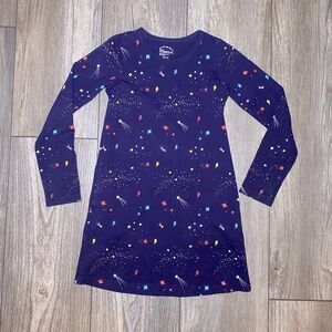 EUC Mightly Long Sleeve Organic Cotton Space Theme Dress w/ Pockets